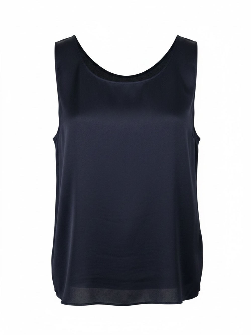 NWT Dusan 100% Silk Sleeveless Double Layer Blouse Size XL Navy Blue